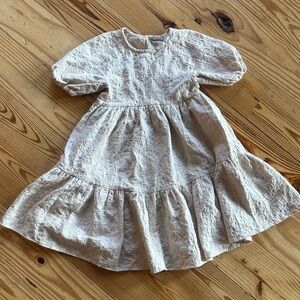 Zara Kids Cream Puff-Sleeve Tiered Dress